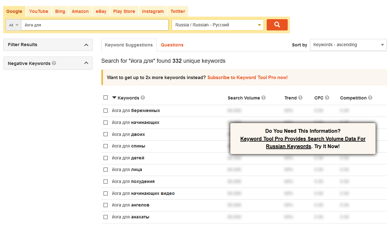 Поиск темы для блога с помощью Keyword Tool Поиск темы для блога с помощью Keyword Tool