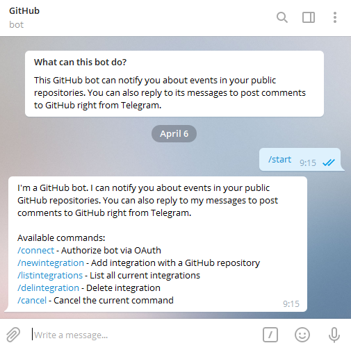 github telegram chatbot