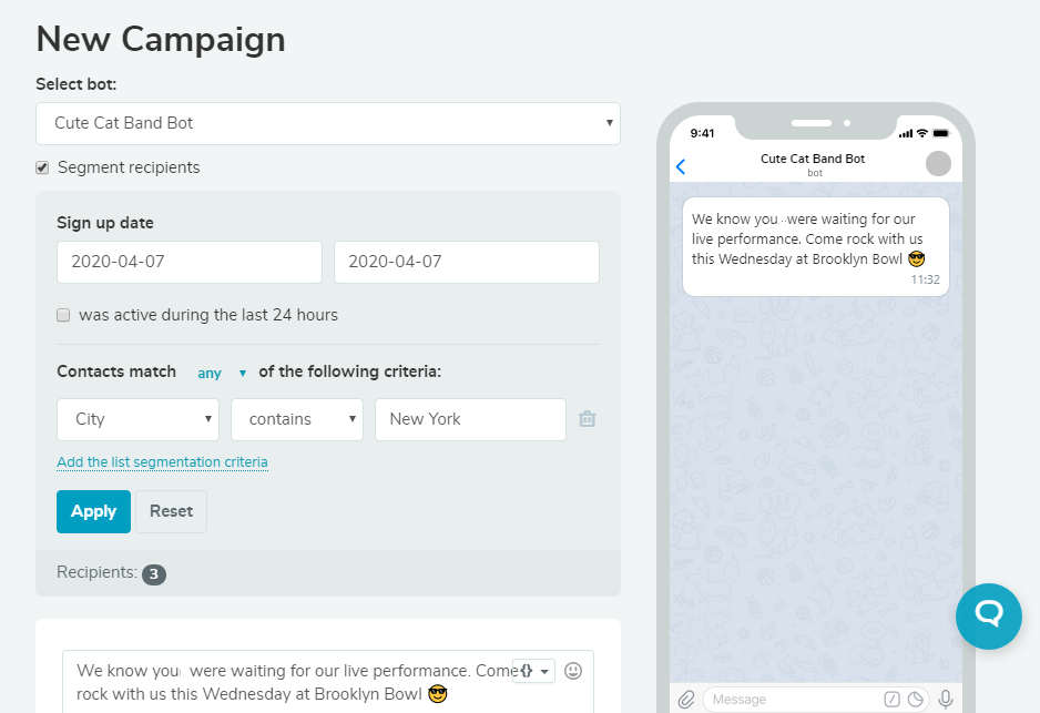 telegram campaign segmentation