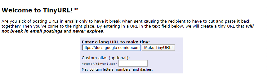 Сервис коротких ссылок Tinyurl.com Сервис коротких ссылок Tinyurl.com