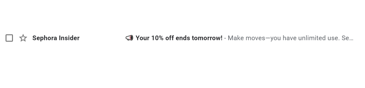 email reminder by sephora