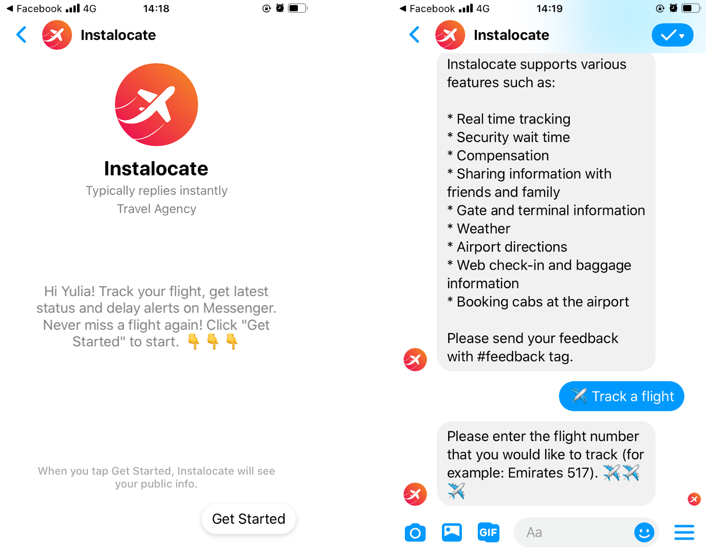 instalocate travel chatbot