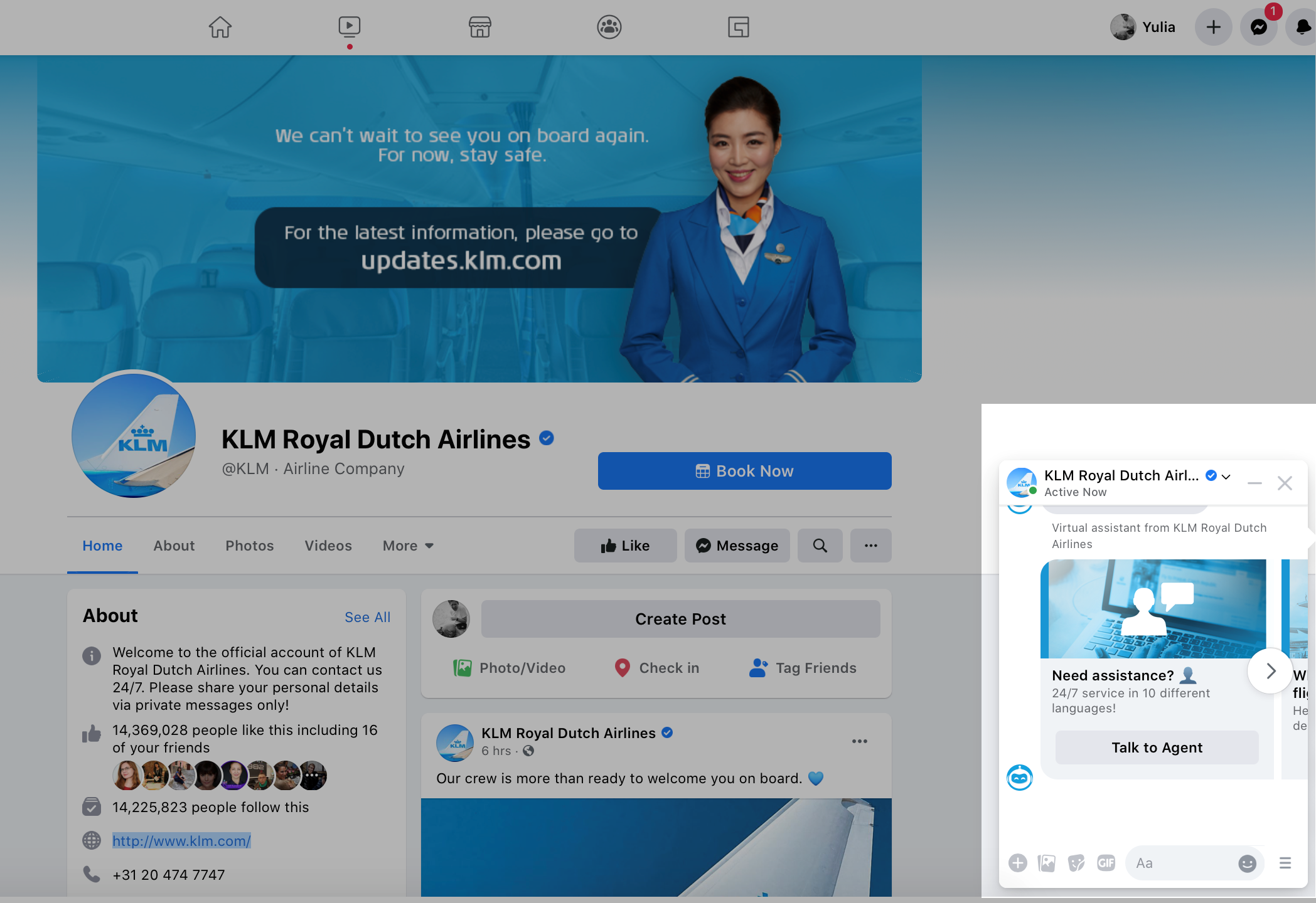 klm travel chatbot