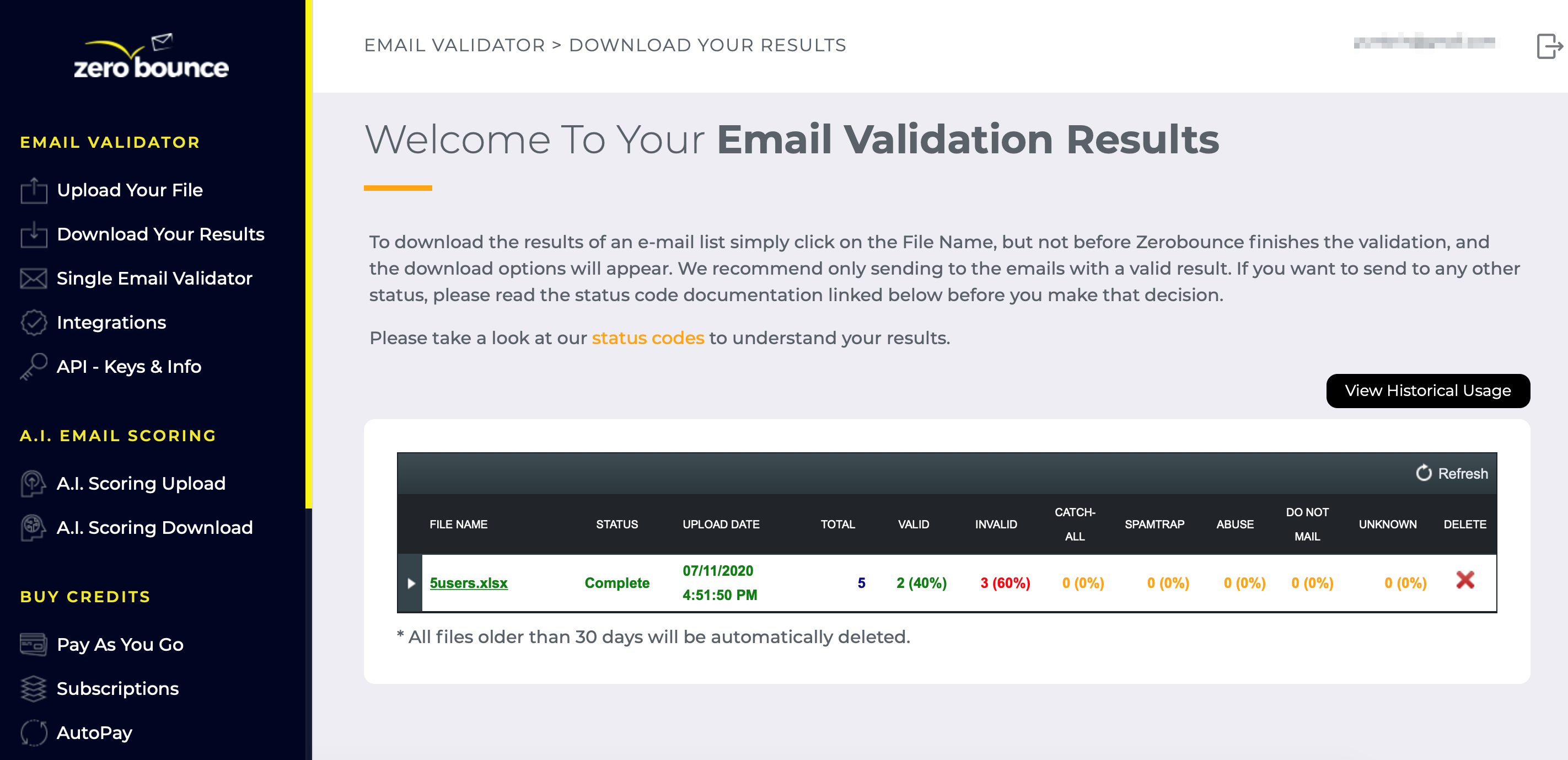 email verification results
