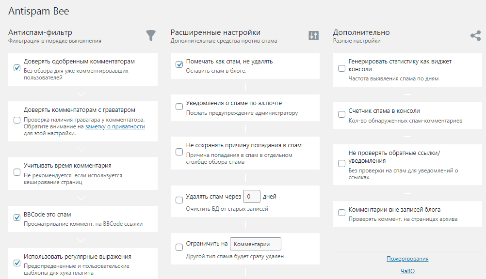 Настройка плагина Antispam Bee Настройка плагина Antispam Bee