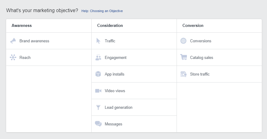 facebook ad objectives facebook ad objectives
