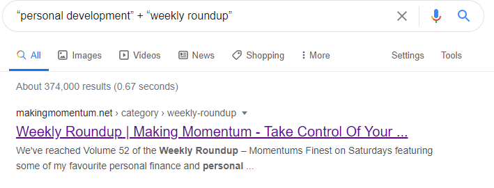 searching for weekly roundups