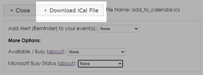 iCal Event Maker ile oluşturulan bir .ics dosyasını indirme