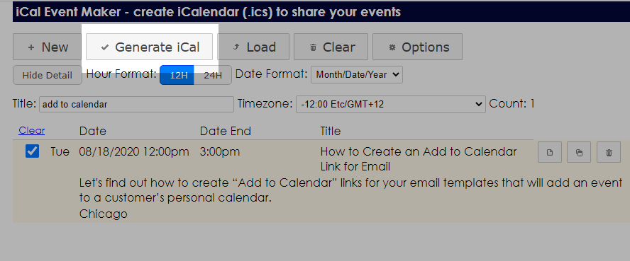 generating .ics file with iCal Event Maker generating .ics file with iCal Event Maker