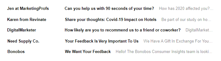 subject line for survey emails