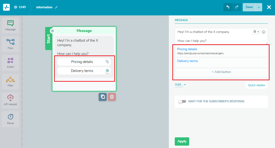 chatbot buttons chatbot buttons