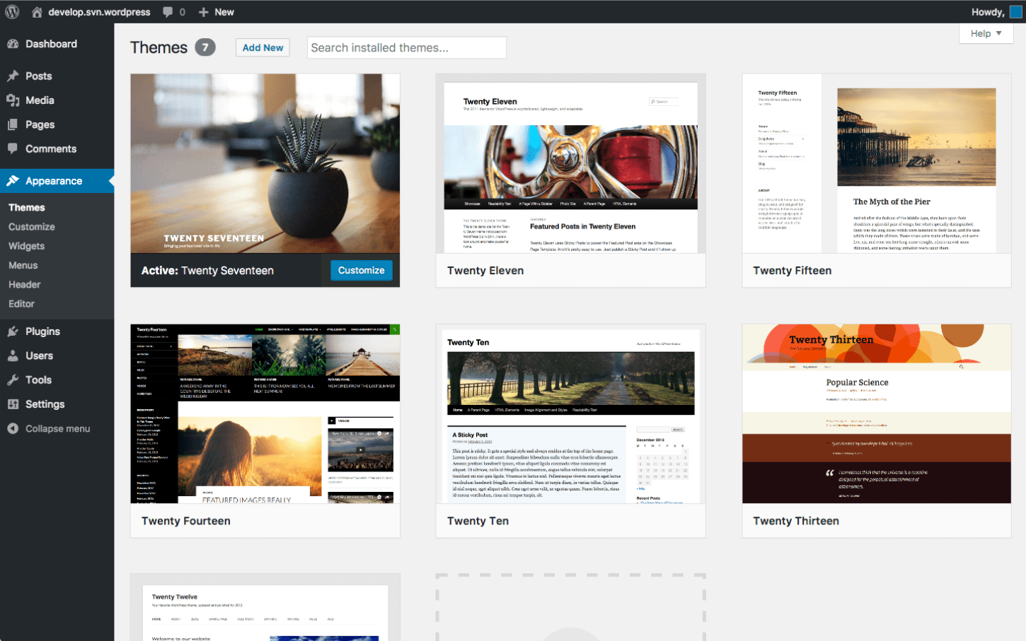 wordpress dashboard