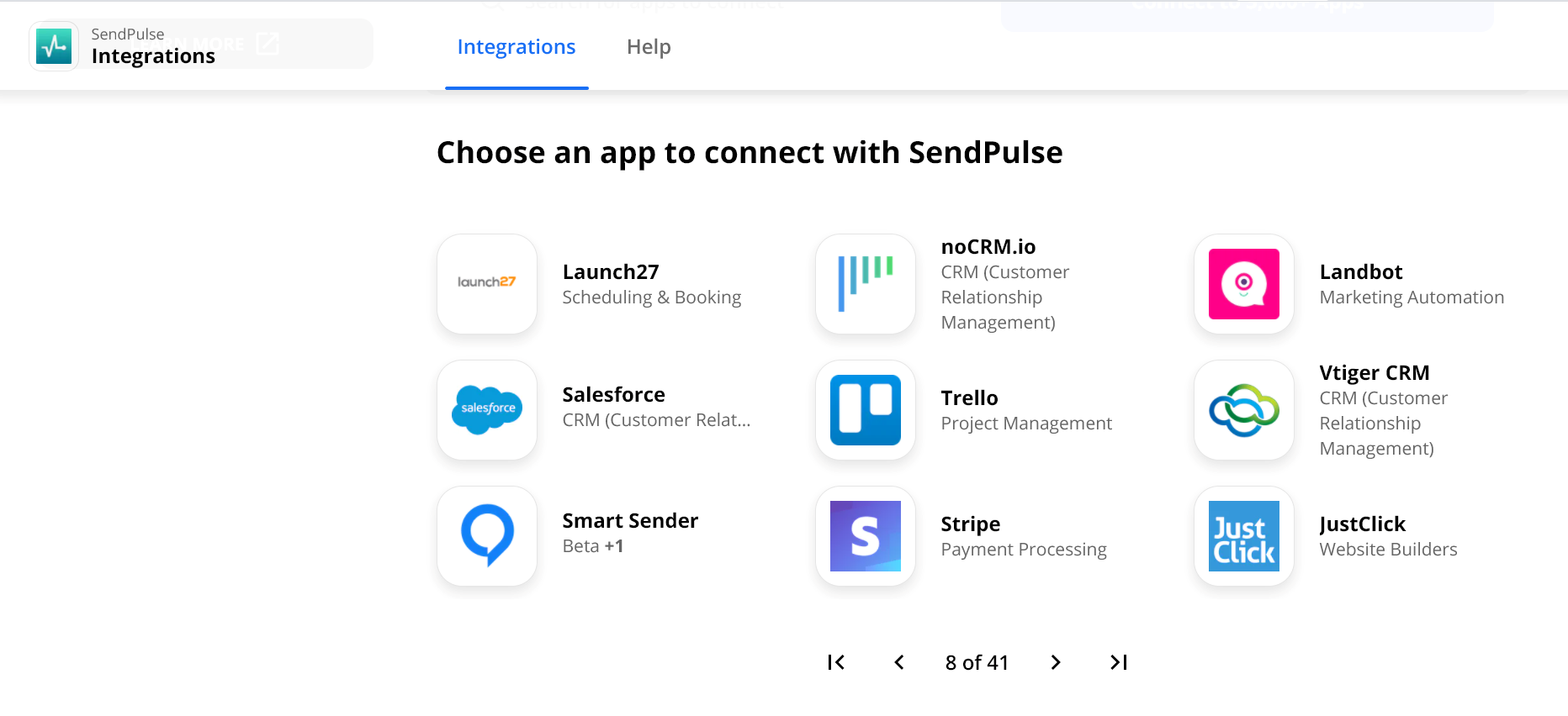 sendpulse integrations