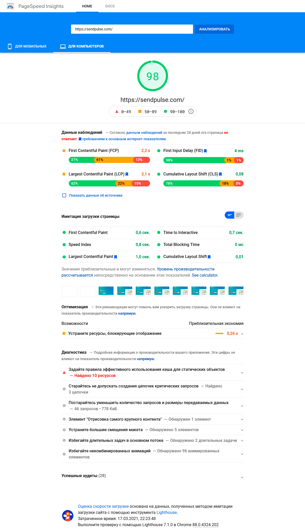 PageSpeed Insights — онлайн-версия инструмента LightHouse PageSpeed Insights — онлайн-версия инструмента LightHouse