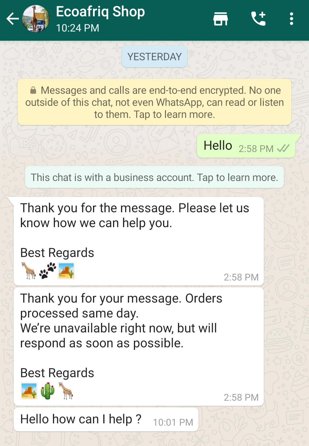 whatsapp chatbot example