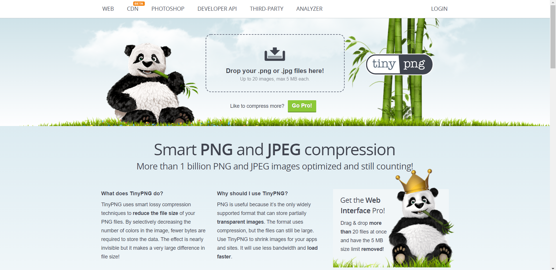 Главная страница сервиса TinyPNG Главная страница сервиса TinyPNG