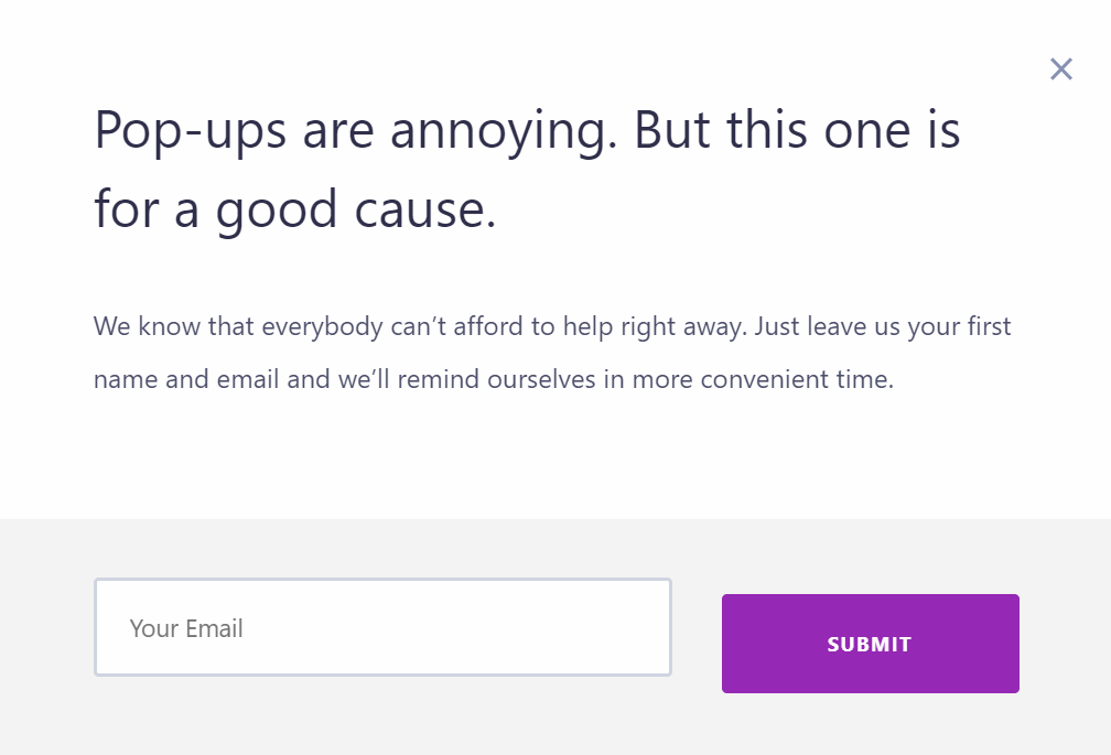 pop-up de captura de leads