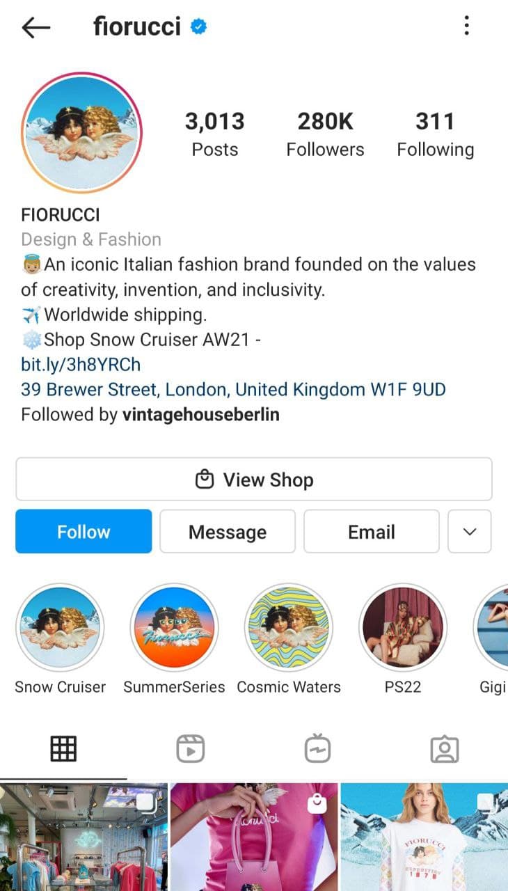  brand mission statement as an Instagram bio