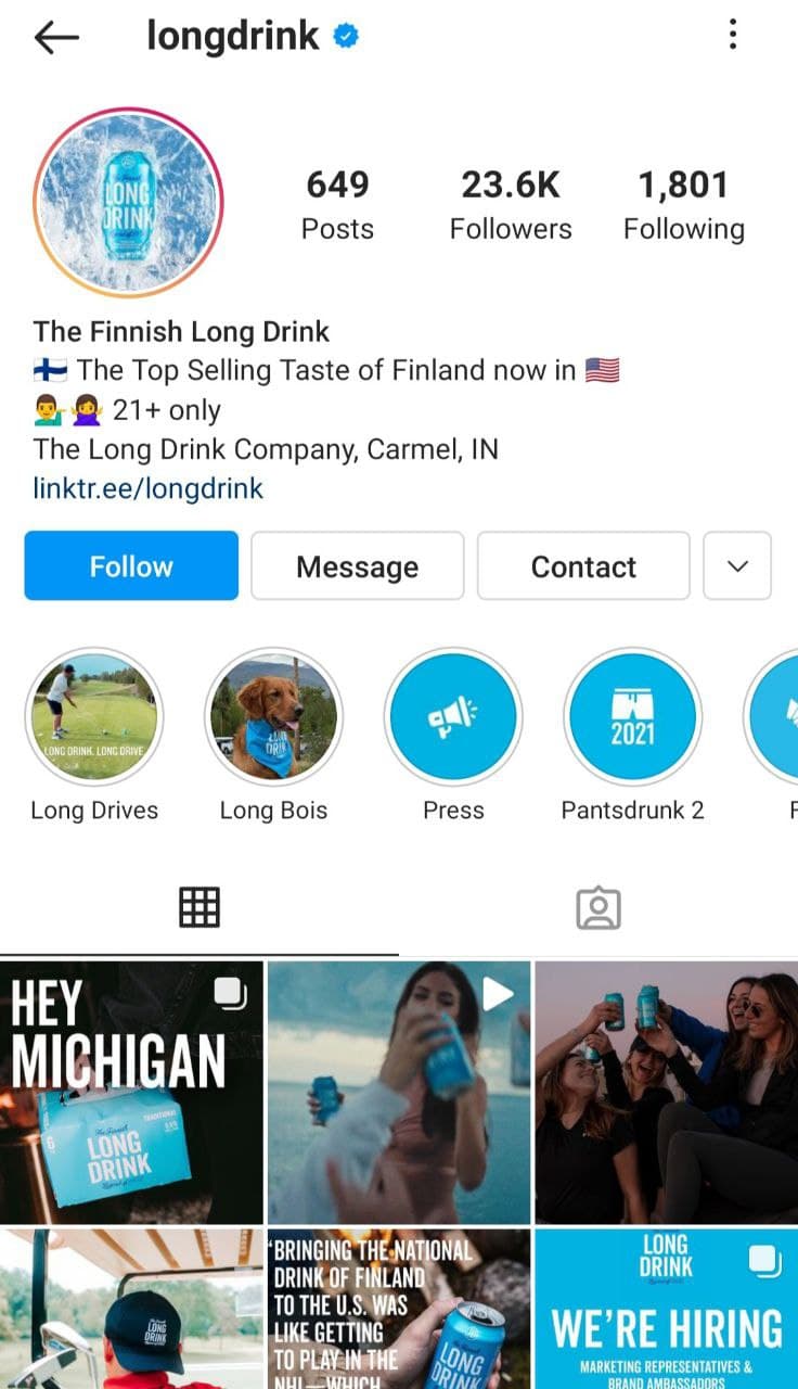 sharing news in instagram bio