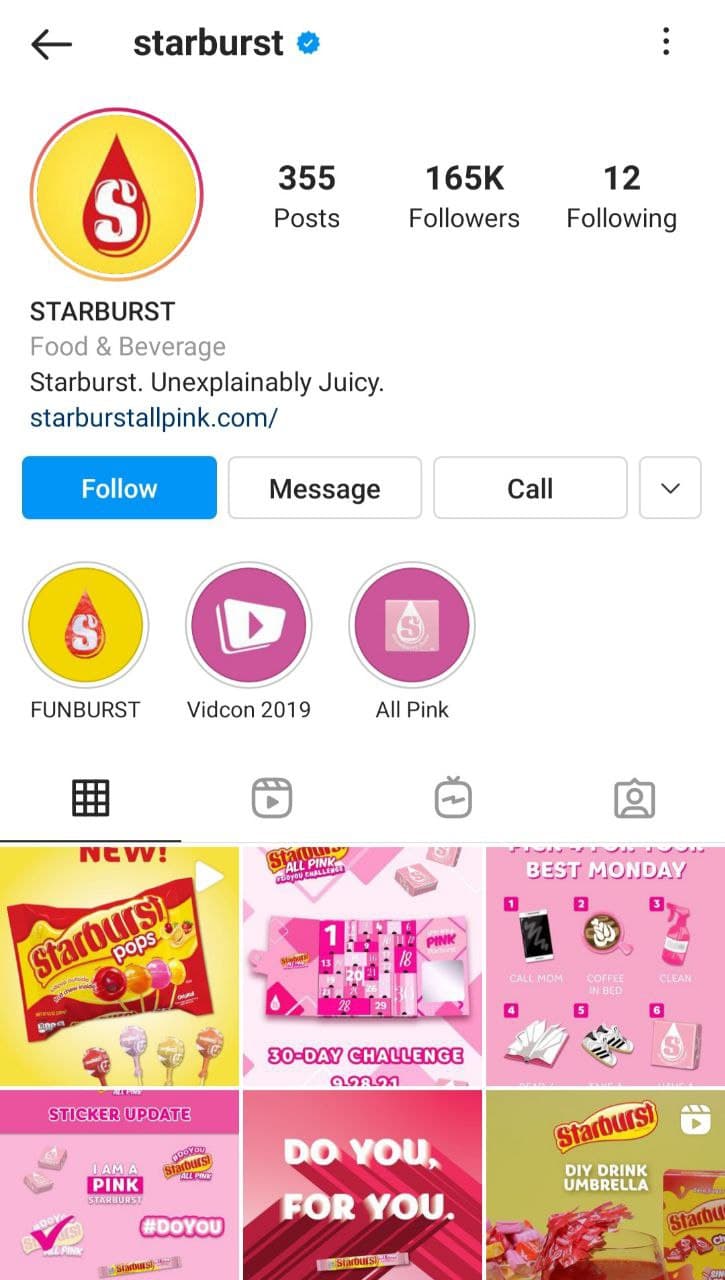 Instagram bio example