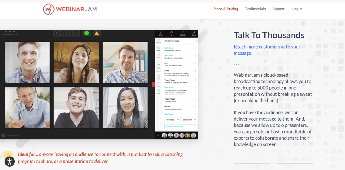 Главная страница сервиса WebinarJam Главная страница сервиса WebinarJam