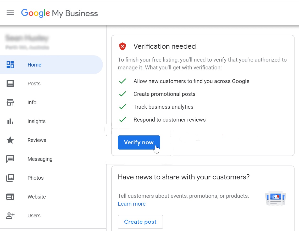 Google My Business account Google My Business account