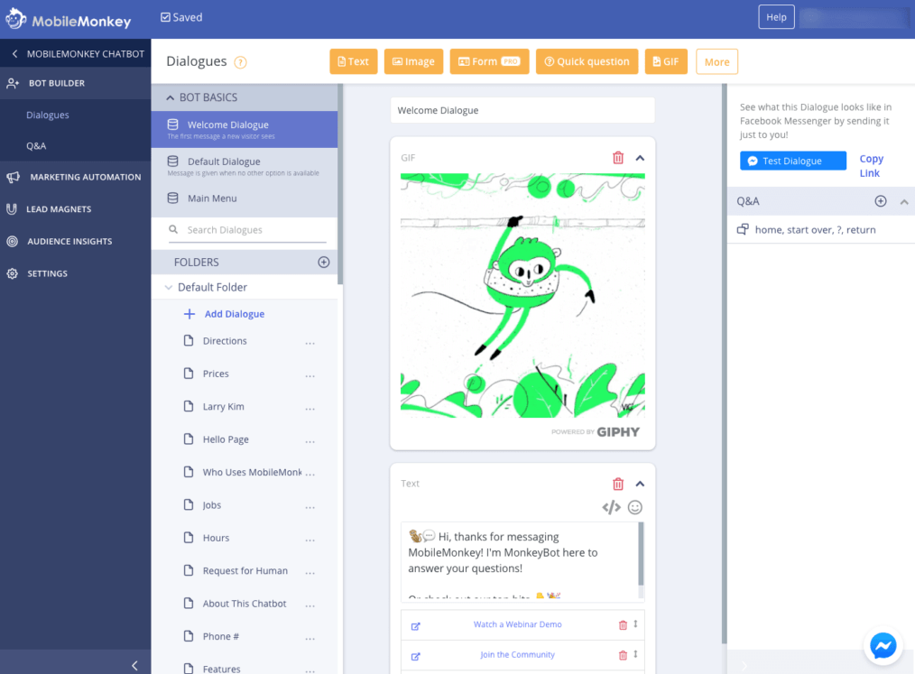 Конструктор чат-ботов MobileMonkey Конструктор чат-ботов MobileMonkey