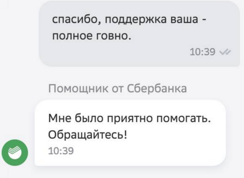 Пример негативного пользовательского опыта общения с чат-ботом Пример негативного пользовательского опыта общения с чат-ботом