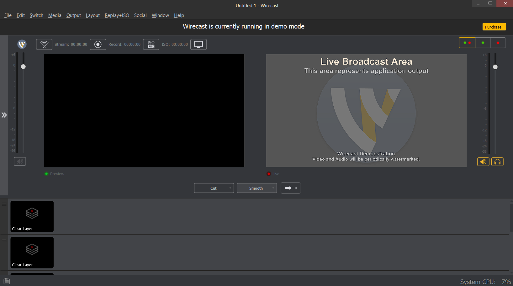 Рабочее пространство Wirecast Рабочее пространство Wirecast