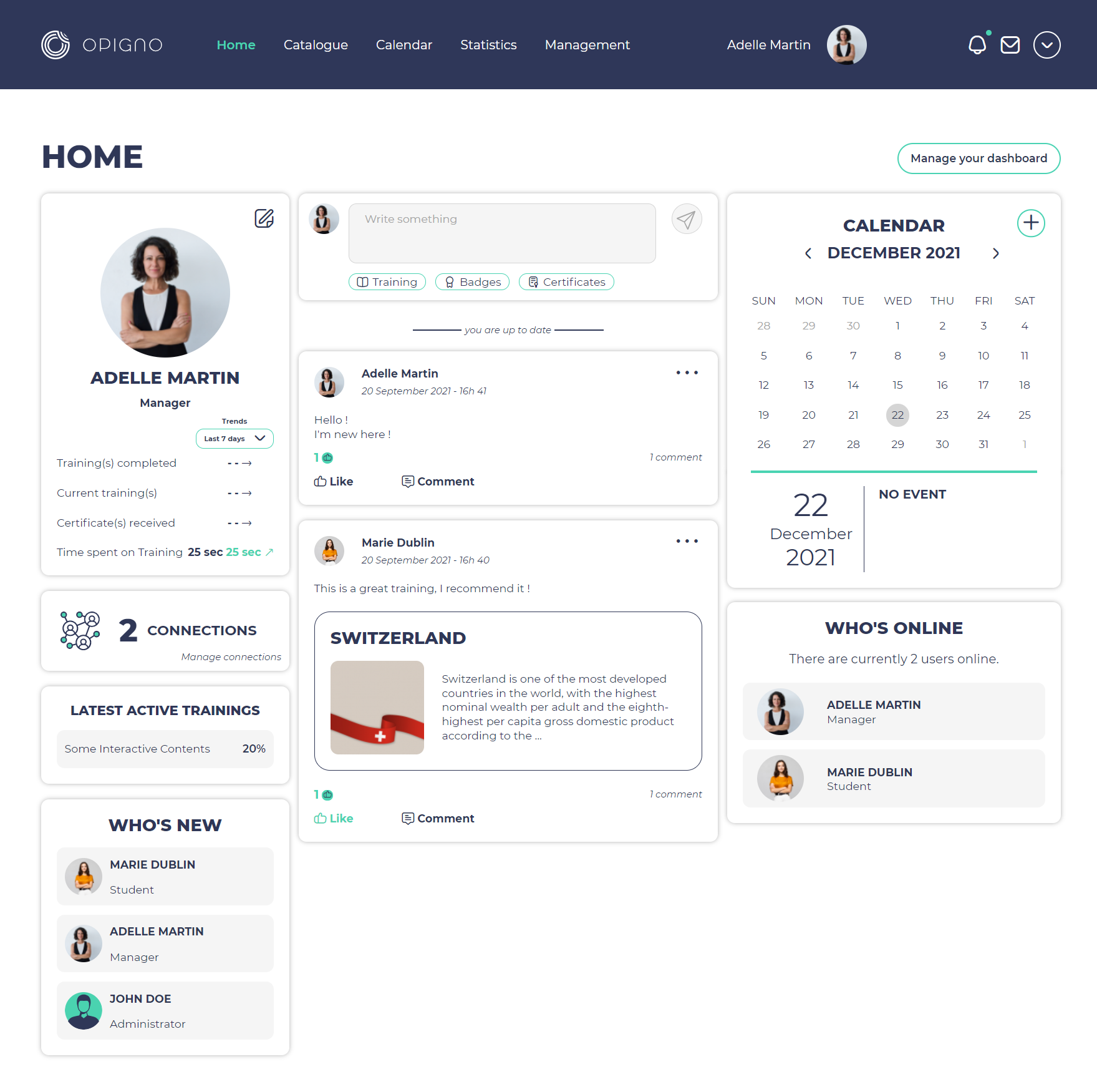 Интерфейс в Opigno Интерфейс в Opigno