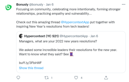 Bonus.ly Posts Examples Creating an Authentic B2B Social Media Strategy: Best Practices and 20 ...