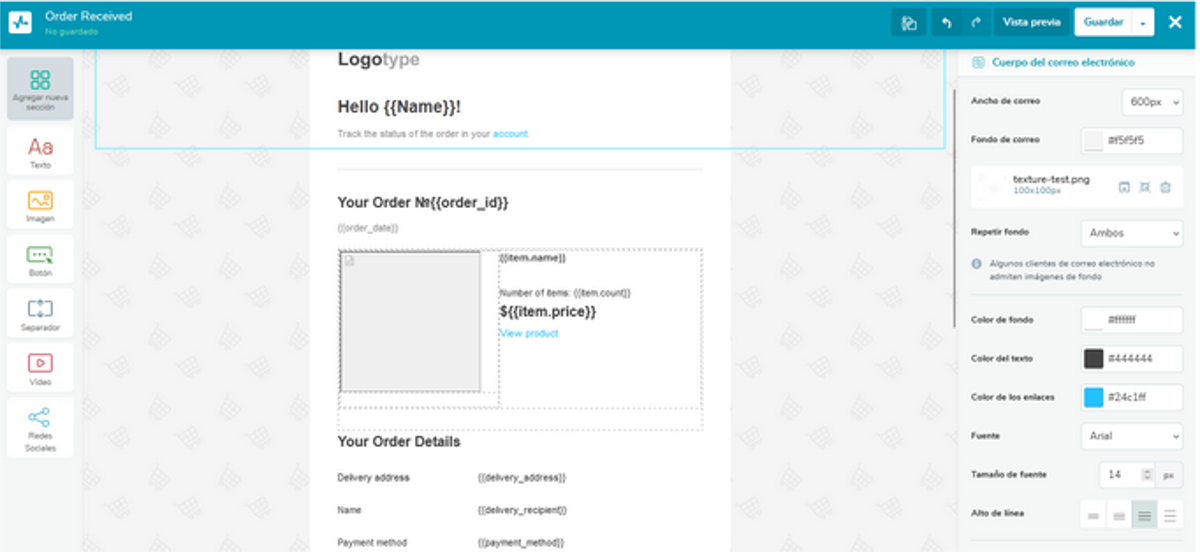 Plantilla para la creación de una campaña de email marketing