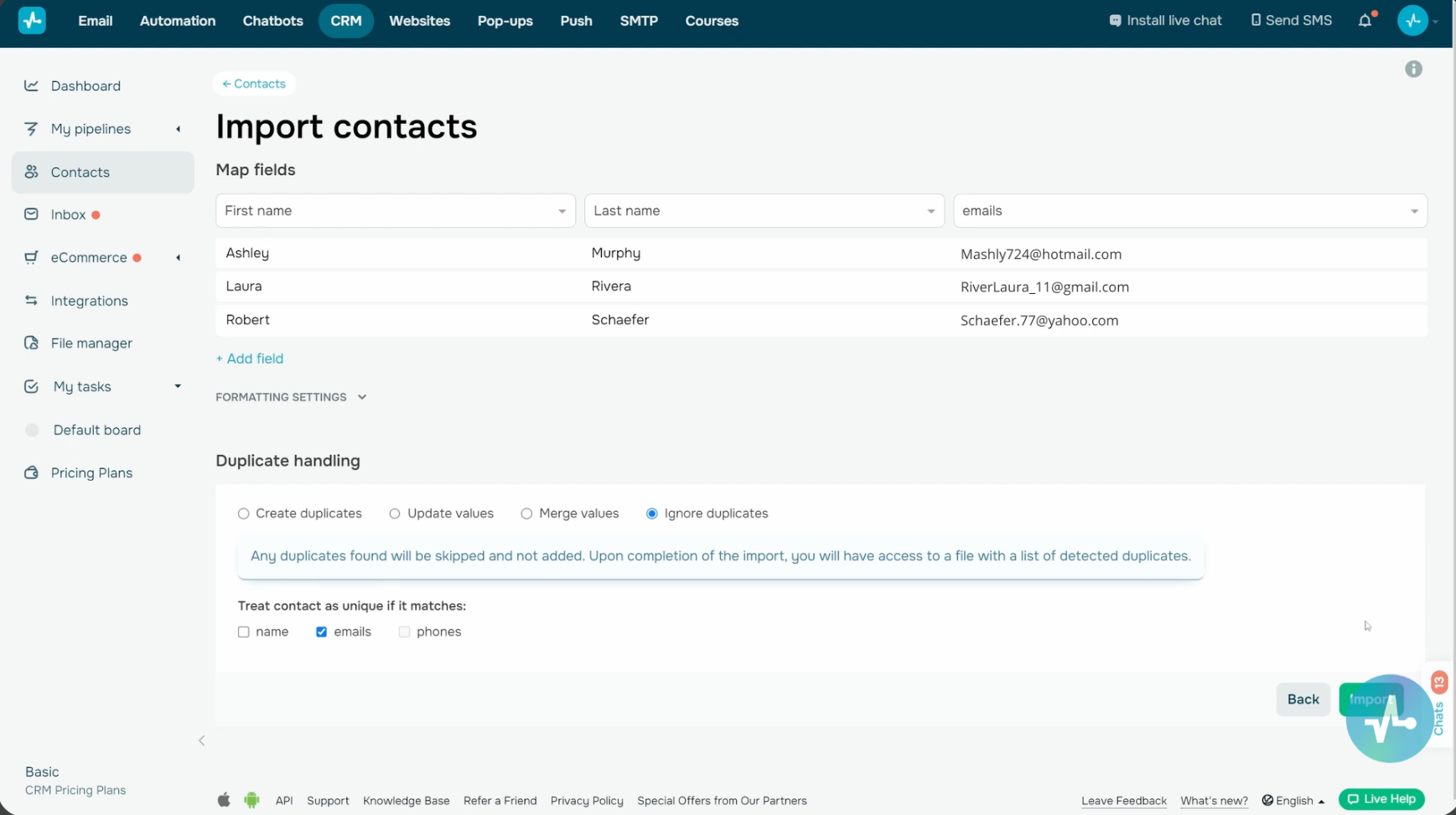 Es posible importar contactos de ManyChat a SendPulse