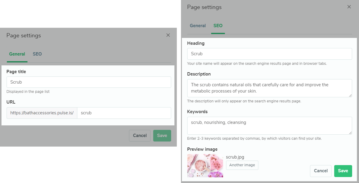 general and seo settings general and seo settings