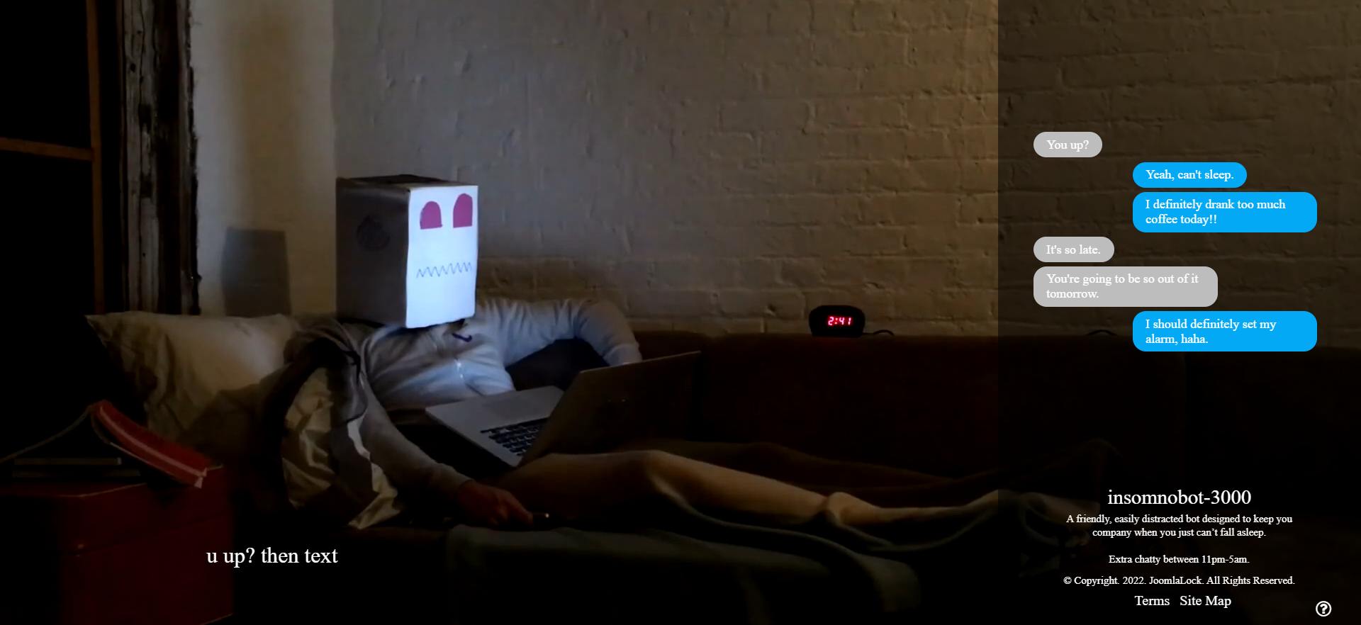 Главный экран Insomnobot-3000 от компании Casper Главный экран Insomnobot-3000 от компании Casper