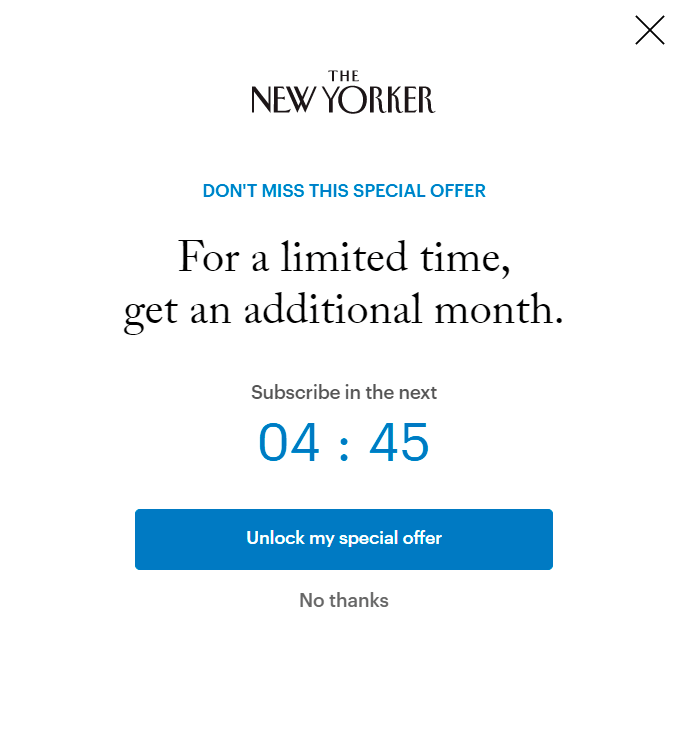 special offer pop-up
