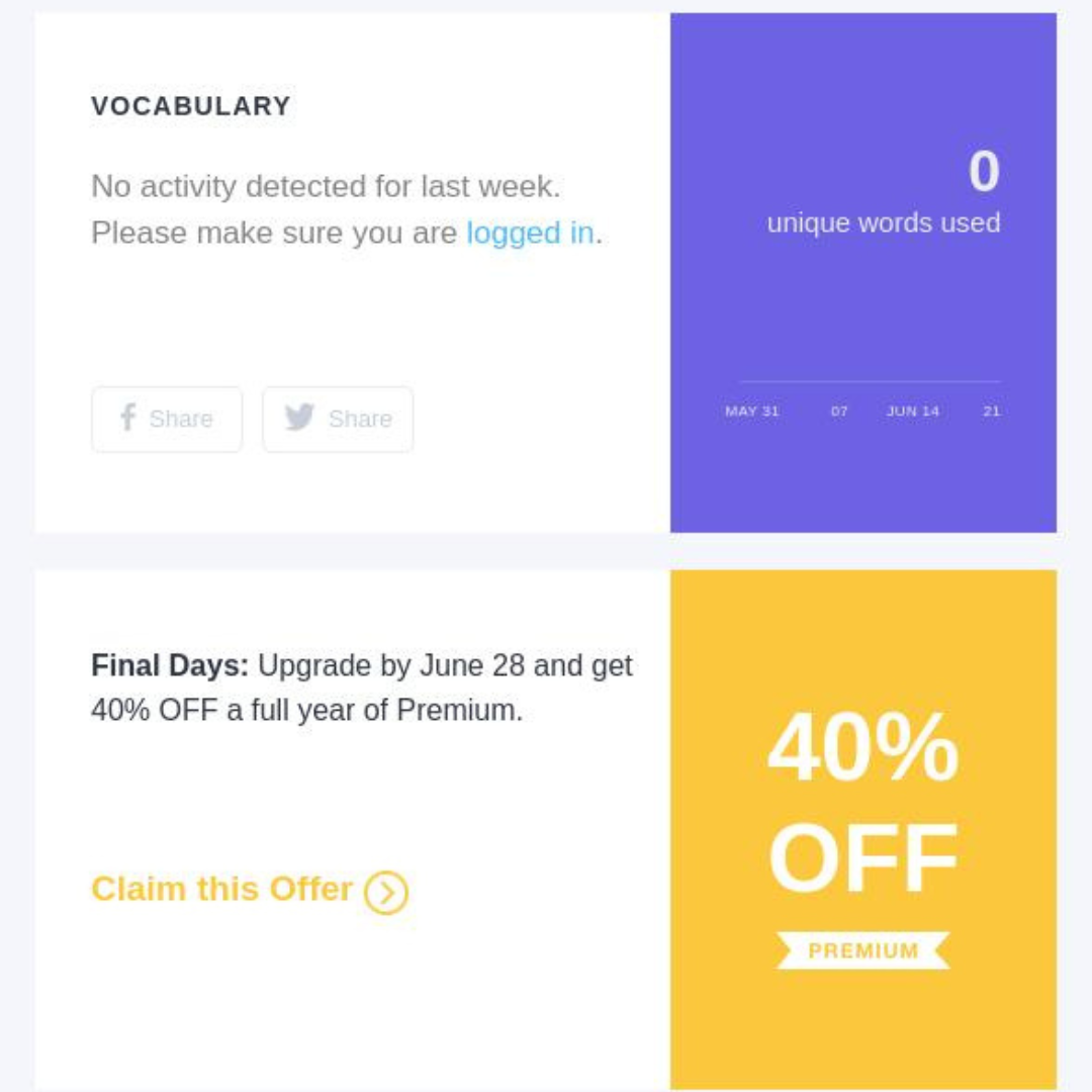 Exemplo de e-mail de renovação do Grammarly. Este e-mail do Grammarly é um ótimo exemplo de e-mail de renovação.