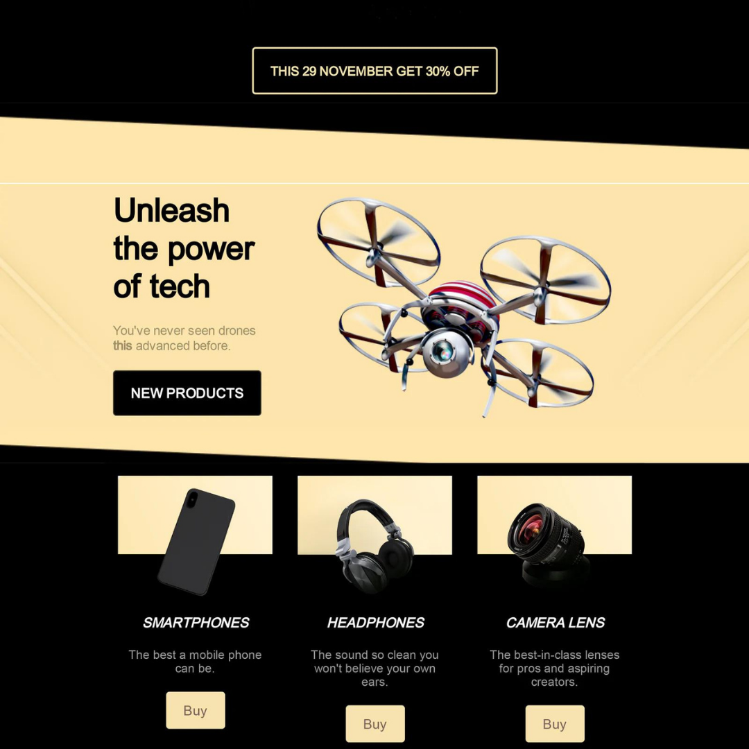Exemplo de e-mail criado com o BEE Pro. E-mail criado com o BEE Pro.