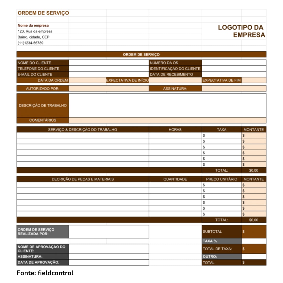 Ótimo exemplo de ordem de serviço contendo todas as informações necessárias Ótimo exemplo de ordem de serviço contendo todas as informações necessárias