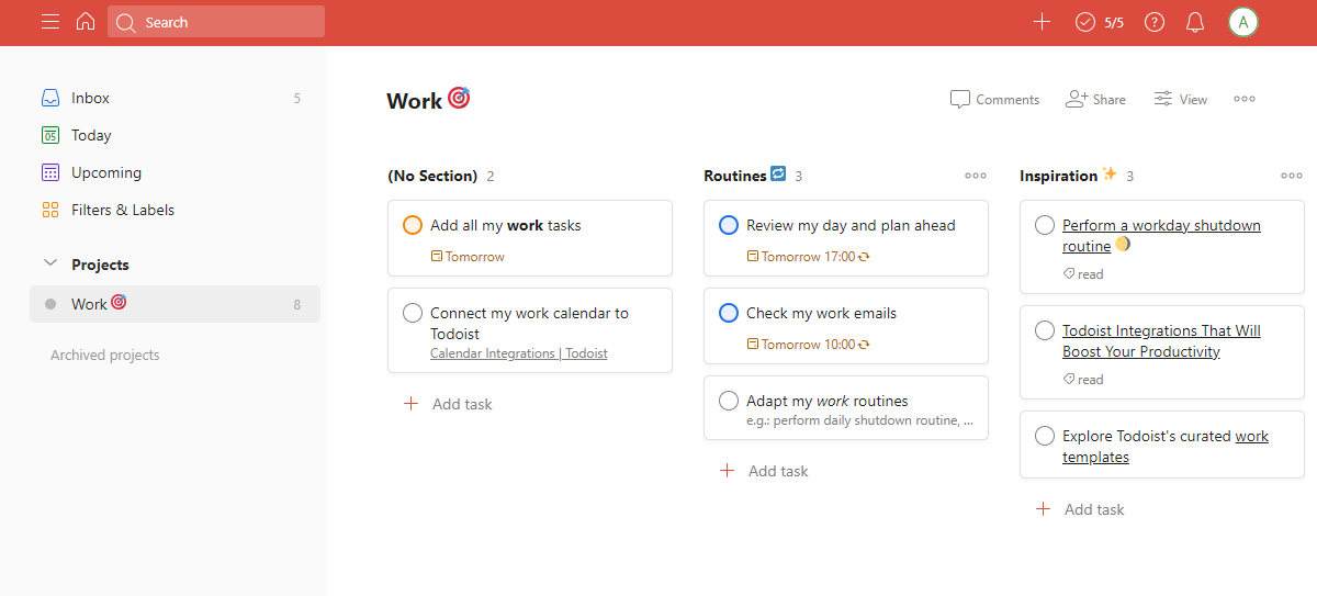 Інтерфейс Todoist Інтерфейс Todoist