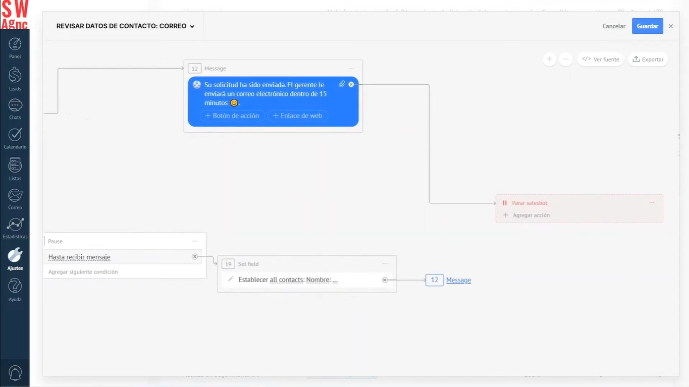 Flujos de conversación creados con Kommo