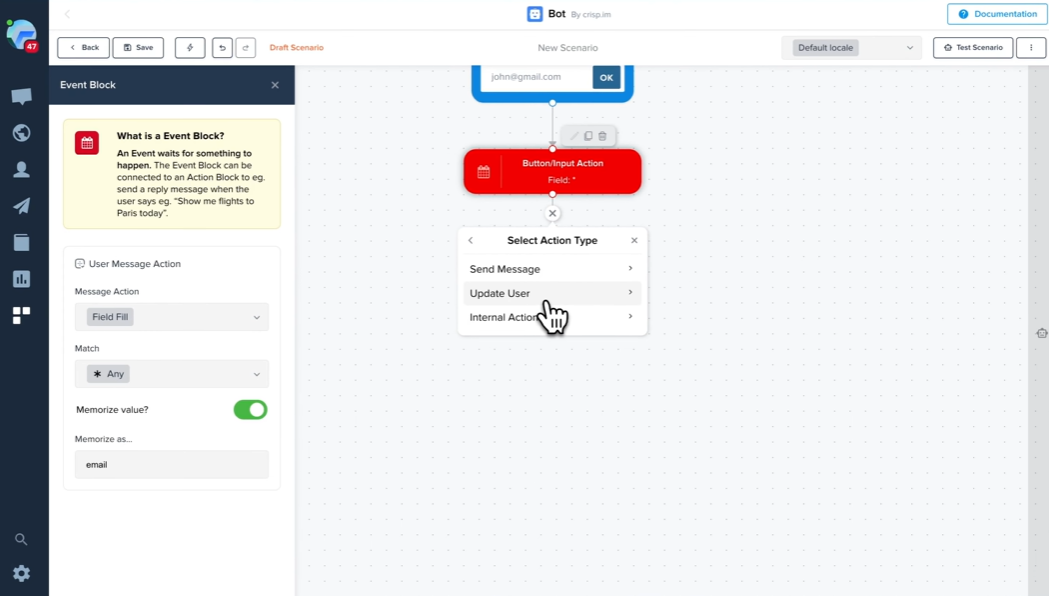 Creador de chatbot para WhtasApp de Crisp 