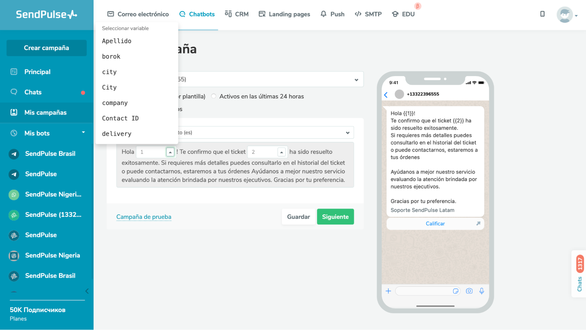 Plataforma para crear chatbots para WhatsApp de SendPulse Plataforma para crear chatbots para WhatsApp de SendPulse
