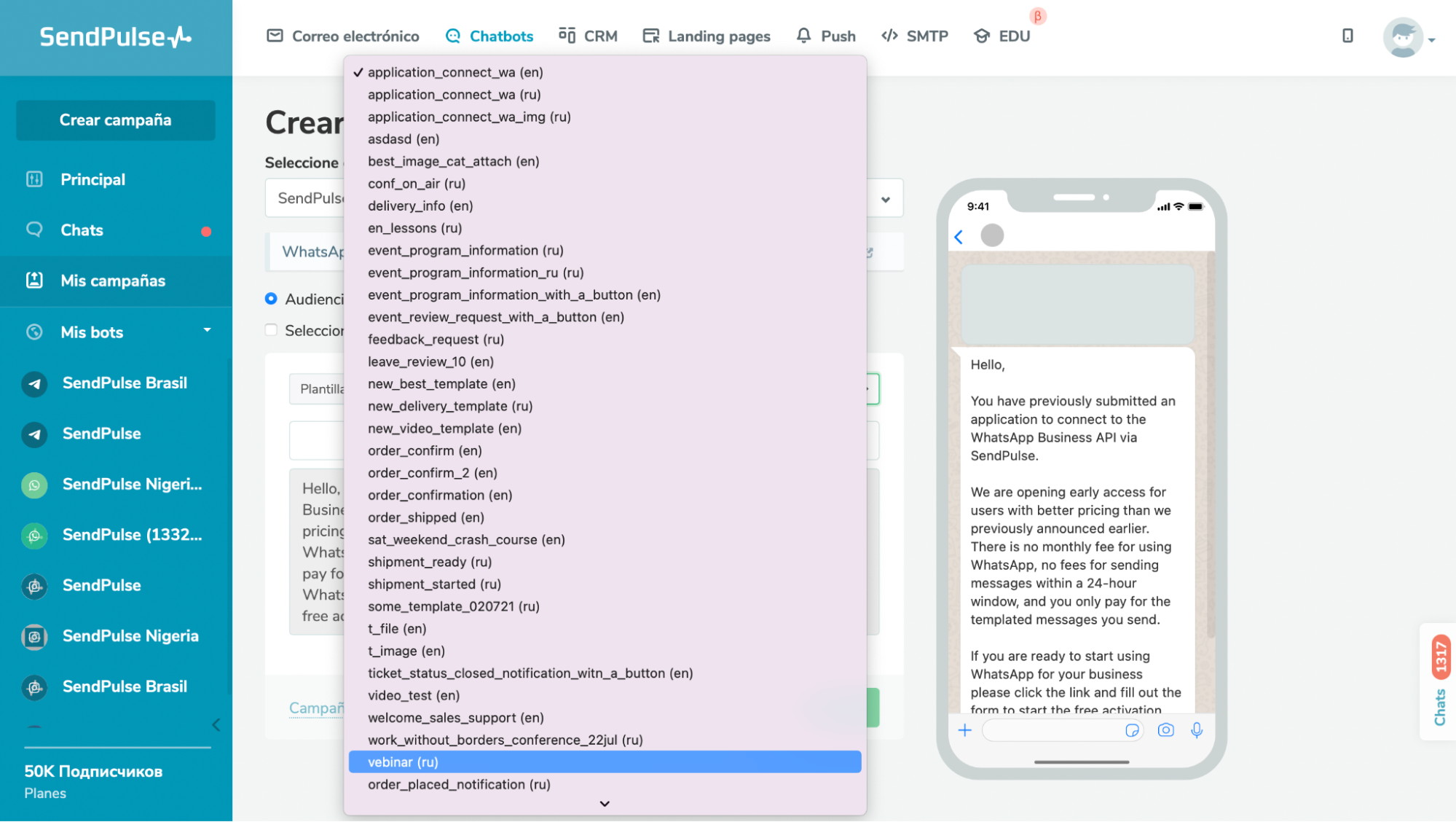 Creador de chatbot para WhatsApp de SendPulse Creador de chatbot para WhatsApp de SendPulse