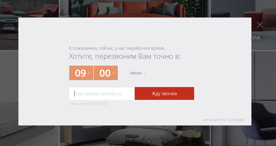 Пример виджета обратного звонка Пример виджета обратного звонка