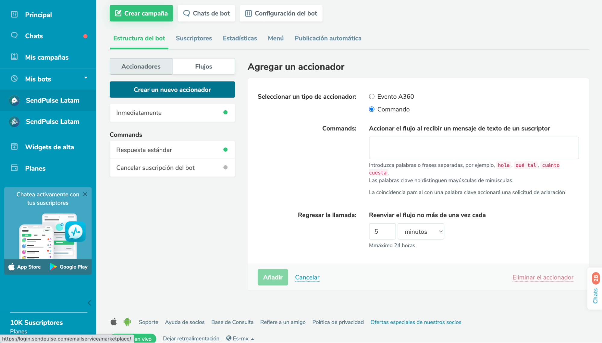 Ejemplo de accionador para chatbot de Messenger Ejemplo de accionador para chatbot de Messenger