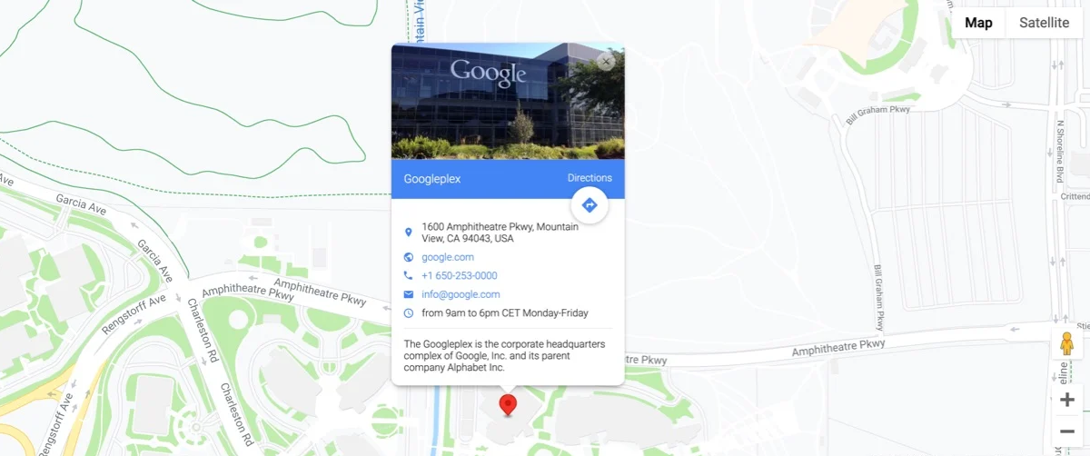 Виджет на страницу сайта с Google картами Виджет на страницу сайта с Google картами