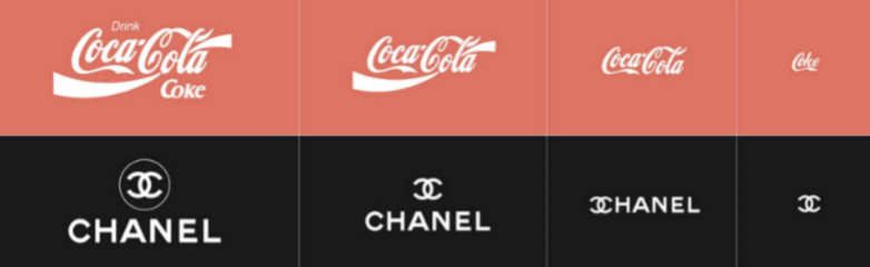 Os logotipos responsivos da Coca-Cola e Chanel