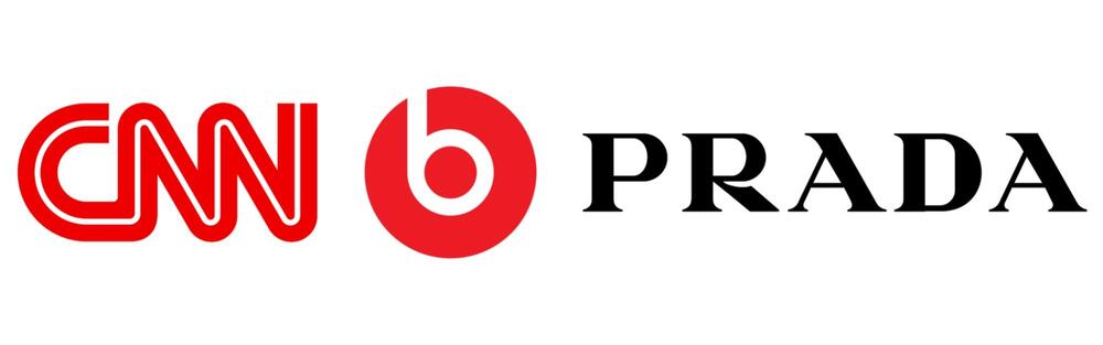 Legenda: Exemplos de logotipos baseados em texto 一 CNN, Beats e Prada 