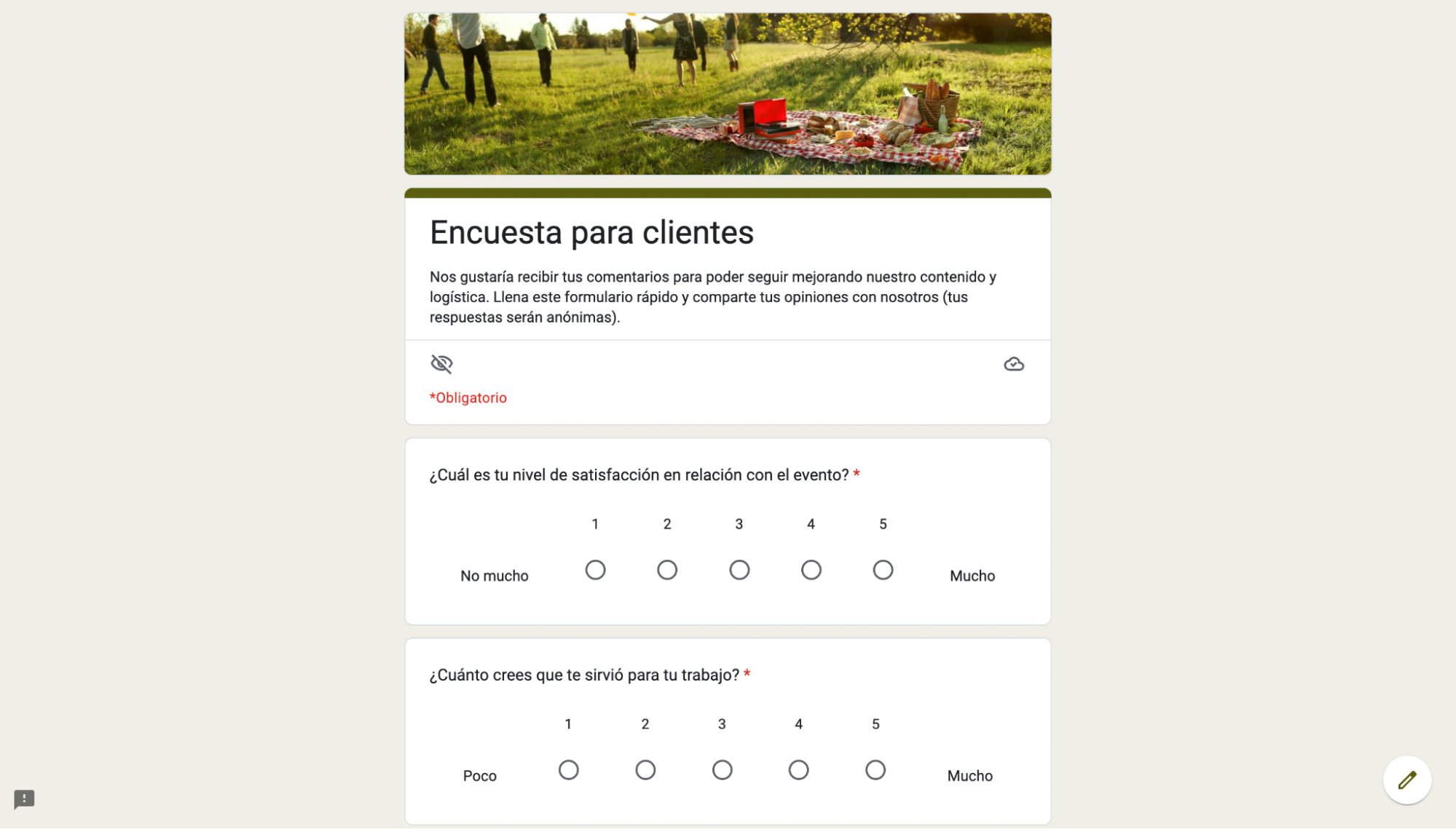 Encuesta de satisfacción al cliente Encuesta de satisfacción al cliente